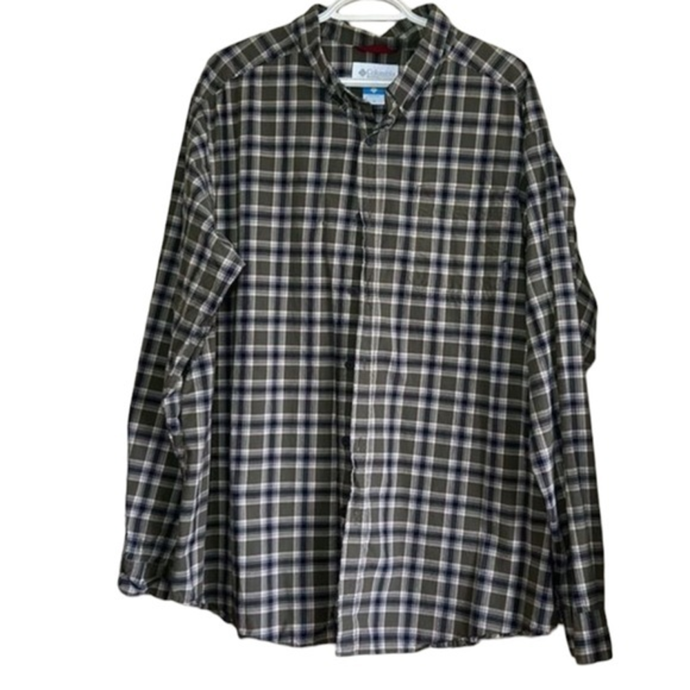 Columbia men’s shirt plaid button down shirt size 1X green long sleeve